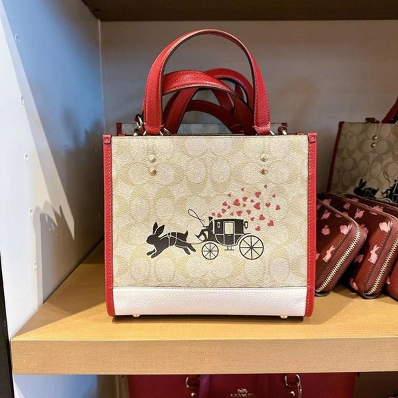 Coach CF404 Lunar New Year Dempsey Tote 22 With Rabbit And Carriage In Gold/Ligh - Picture 2 of 6